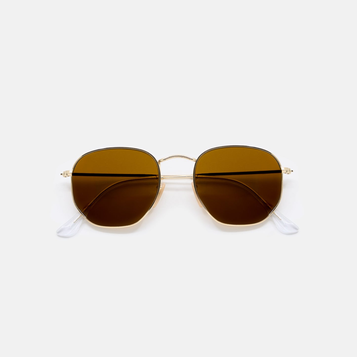 AXEL Mens Sunglasses - Hexagonal Frames with Round Lenses in Gold Metal-2