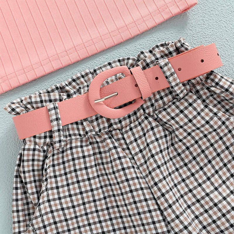 Blossom - Baby Girls Stylish & Comfy Pink Top & Plaid Pants Set