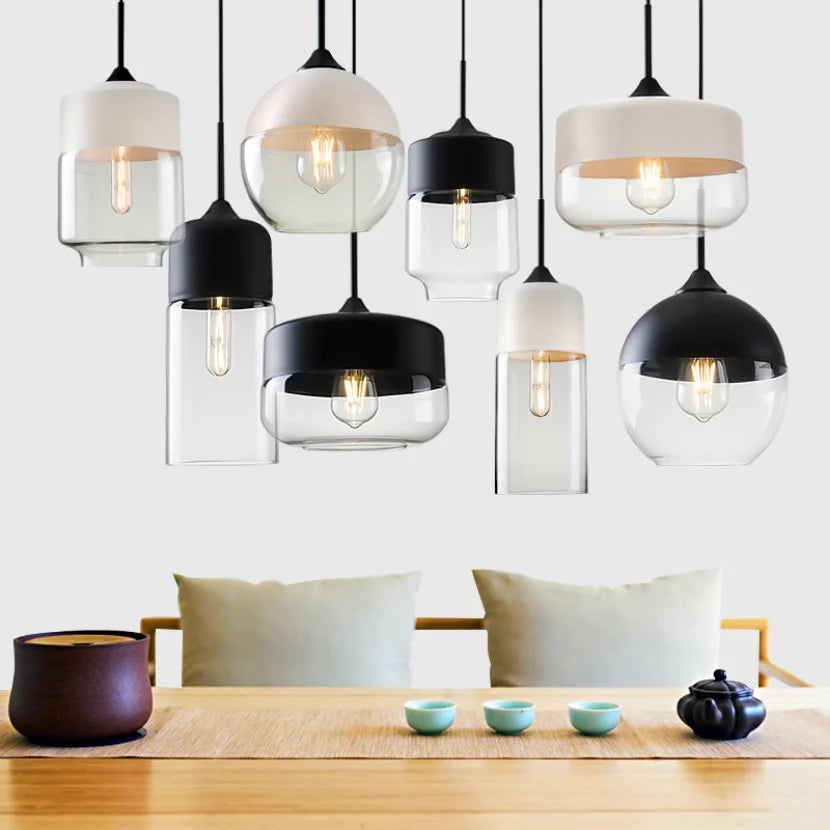 Lumiéra - Japandi Glass and Wood Pendant Light