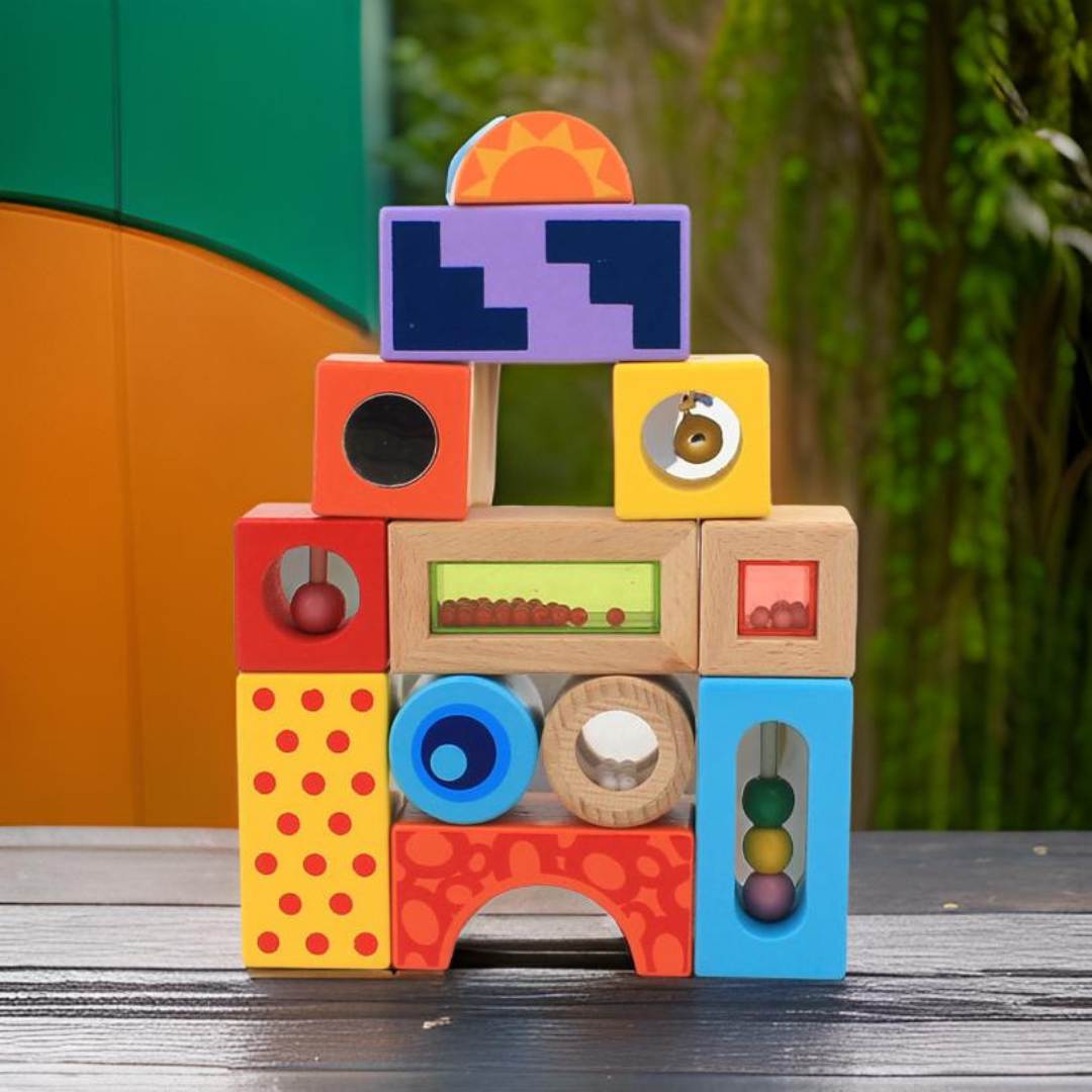 StackMasters - Colorful Wooden Baby Stacking Blocks