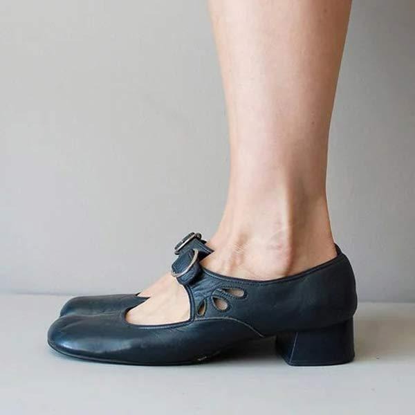 Aya - Stylish Women's Leather Shoes with Low Heels