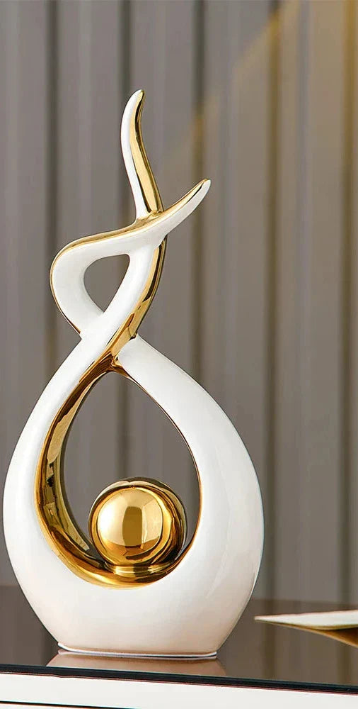 LuxeForm – Abstract Ceramic Sculpture with Gold Accents