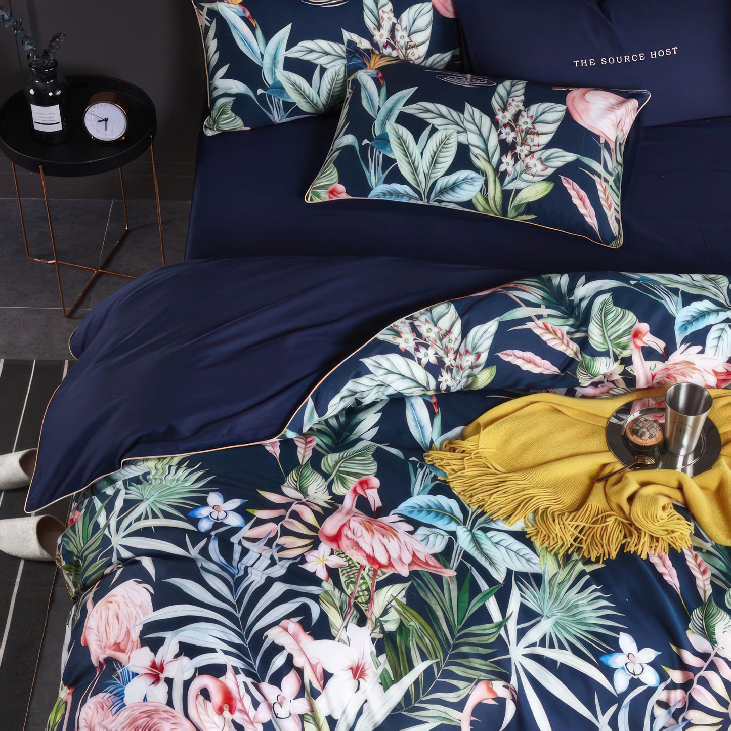 Tropical Bedding Set - Silky Egyptian Cotton Sheets with Flamingo Design-6