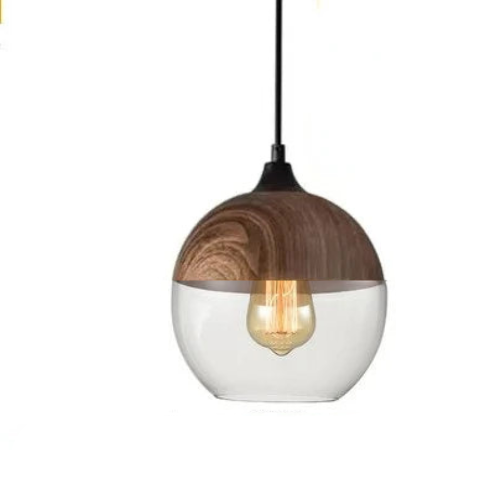 Lumiéra - Japandi Glass and Wood Pendant Light