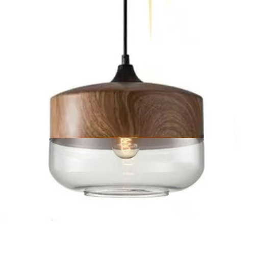 Lumiéra - Japandi Glass and Wood Pendant Light