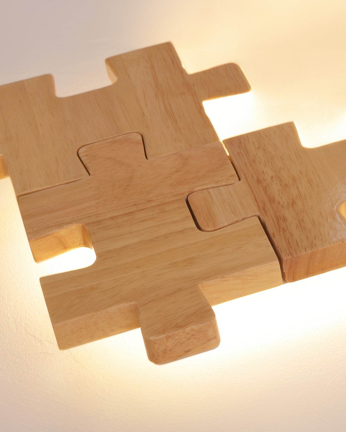 PuzzleGlow – Modern LED Wall Lamp with Wooden Playful Design