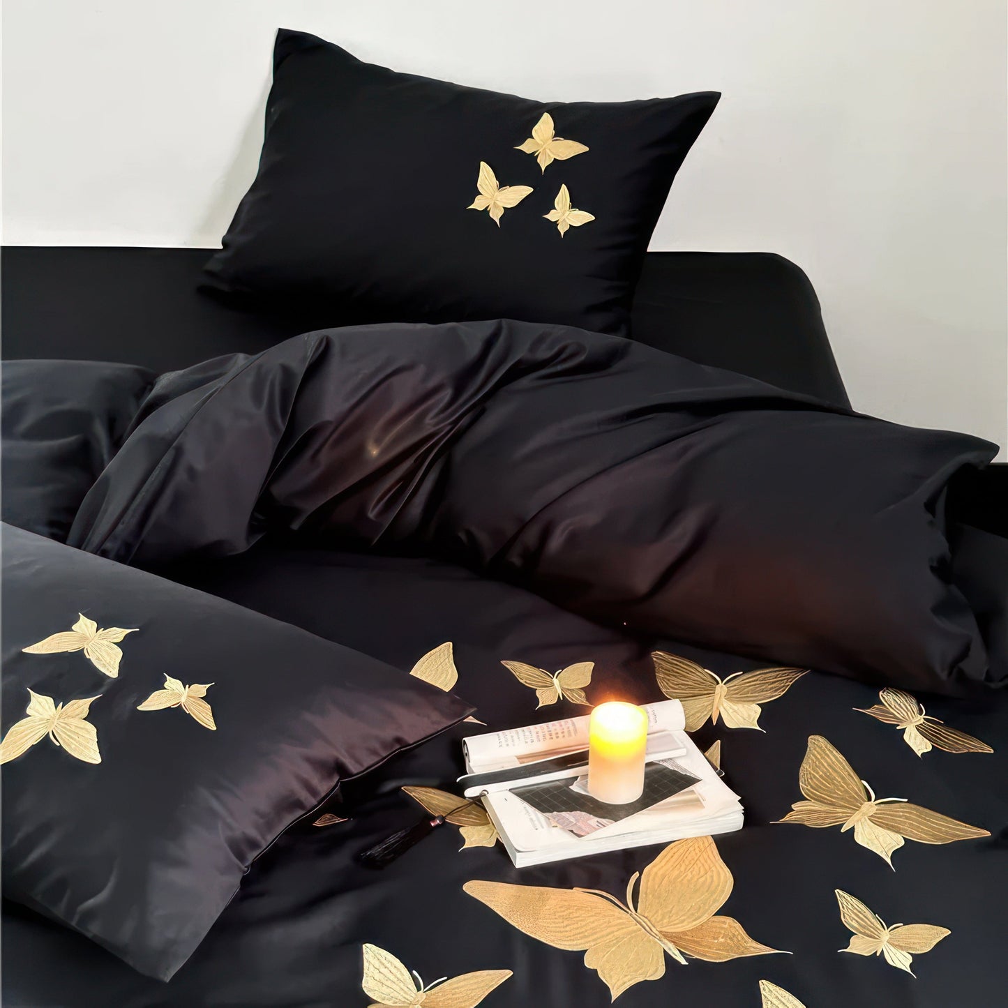 Golden Butterflies - Luxurious Egyptian Cotton King Size Duvet Cover Set-6
