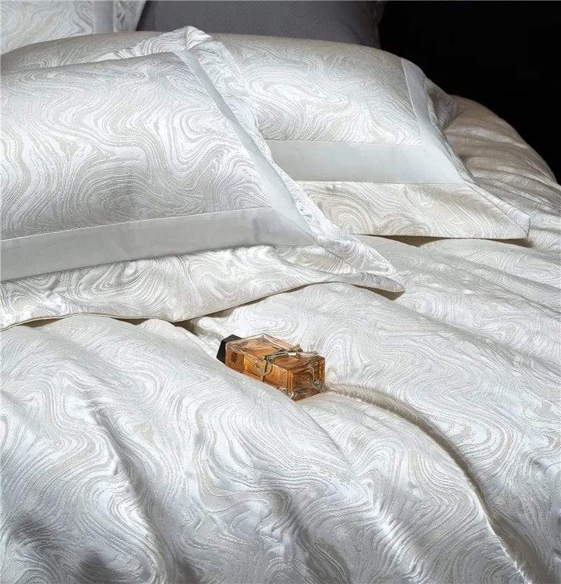 Pearl Jacquard Bedding Set - Luxurious 1000 Thread Count Duvet Covers & Sheet Set-4