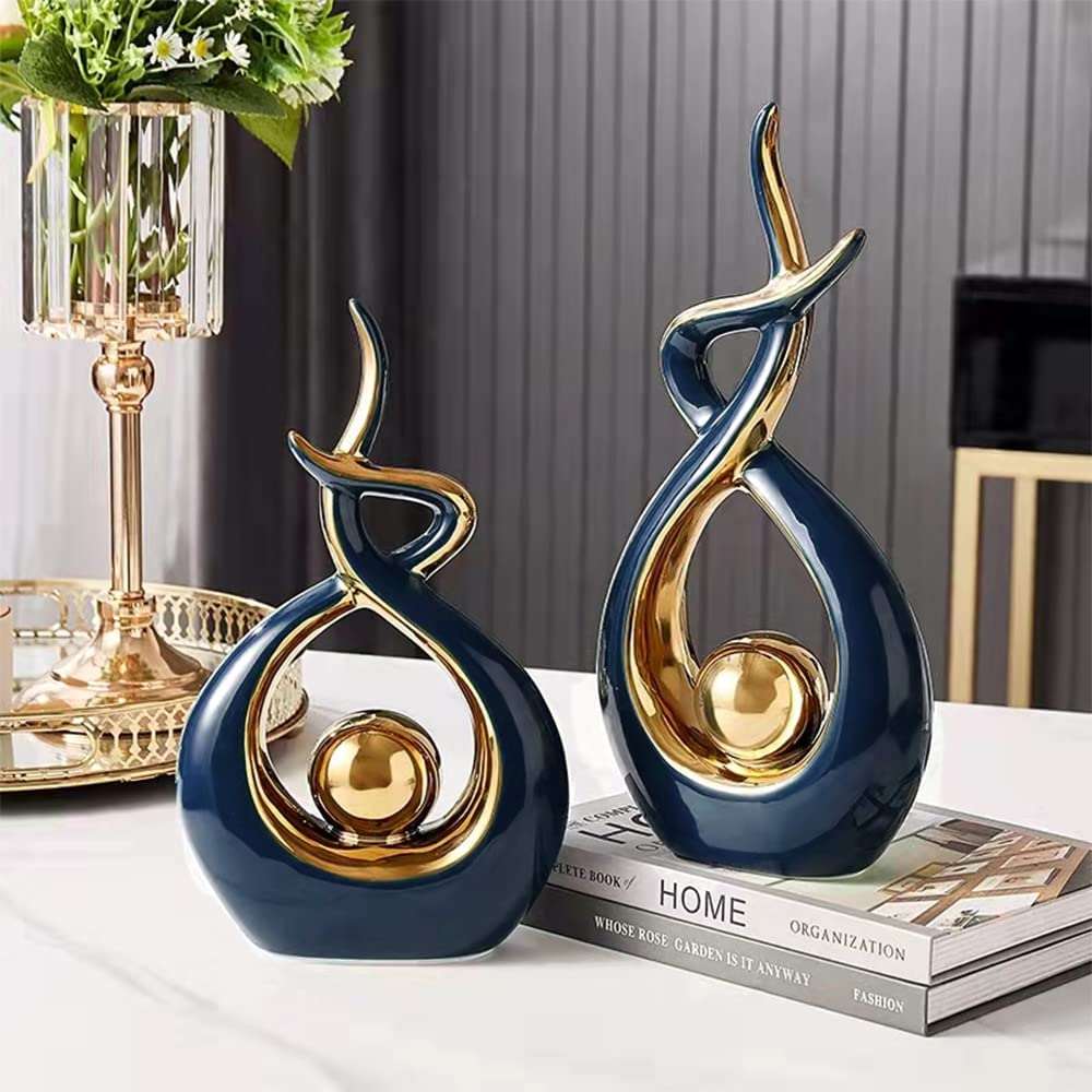 LuxeForm – Abstract Ceramic Sculpture with Gold Accents