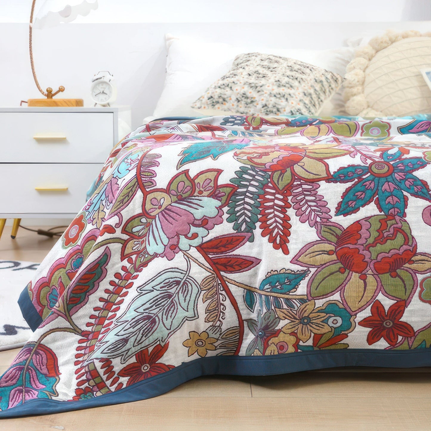 Blossom Dreams - Reversible Floral Cotton Blanket