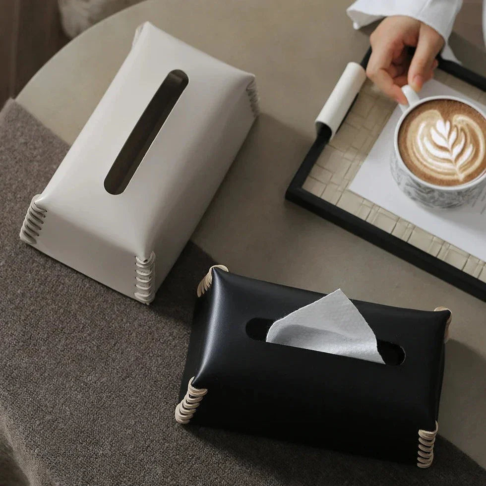 Harlo Élite - Luxury Woven Leather Tissue Box Cover with Elegant Design-4