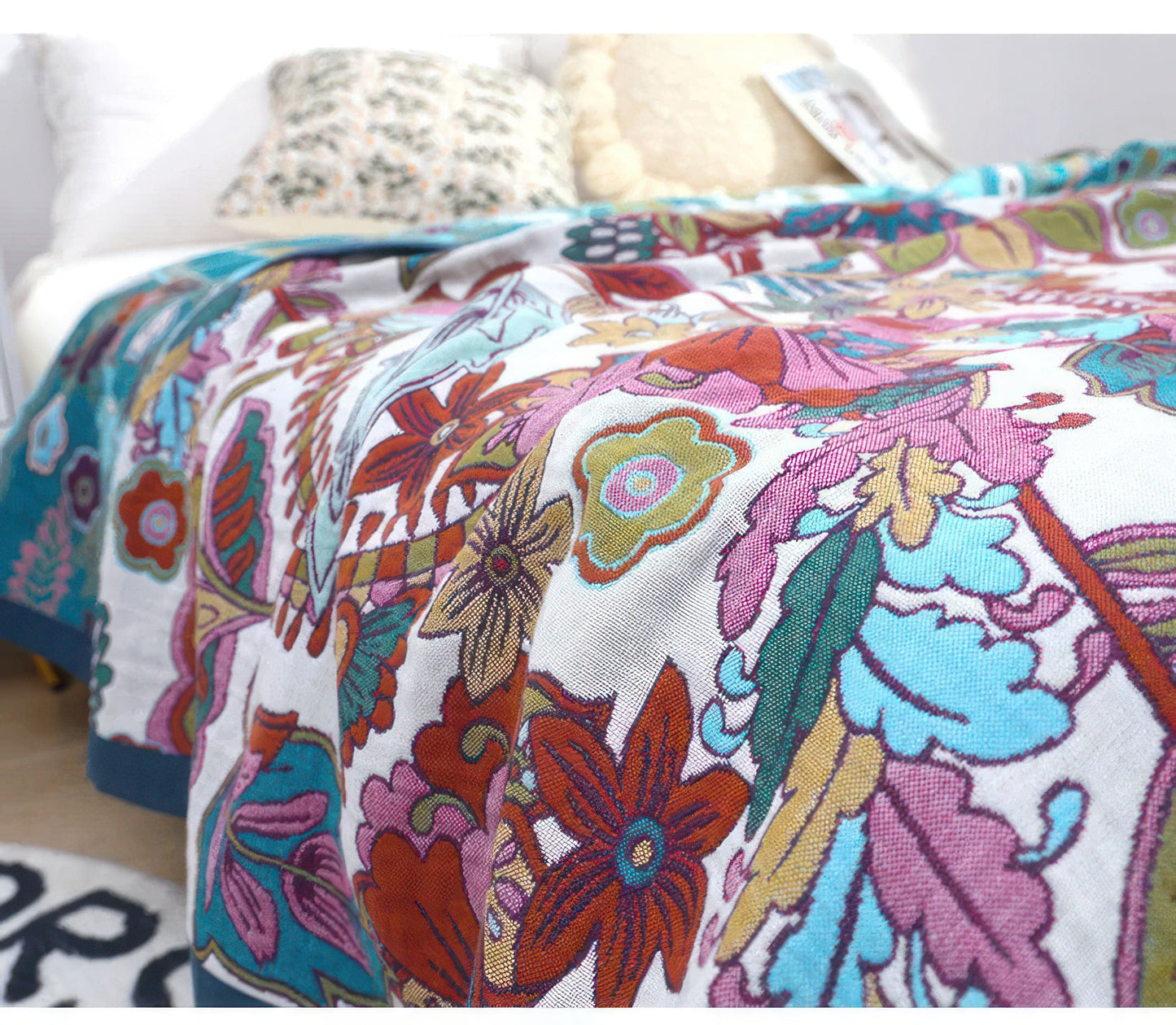 Blossom Dreams - Reversible Floral Cotton Blanket