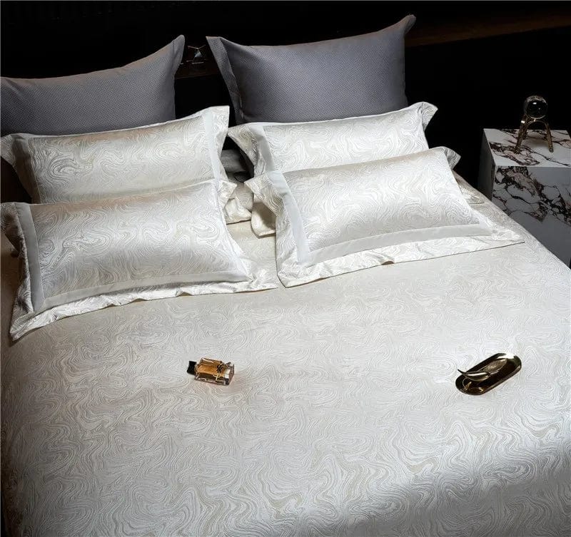 Pearl Jacquard Bedding Set - Luxurious 1000 Thread Count Duvet Covers & Sheet Set-2