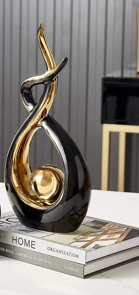 LuxeForm – Abstract Ceramic Sculpture with Gold Accents
