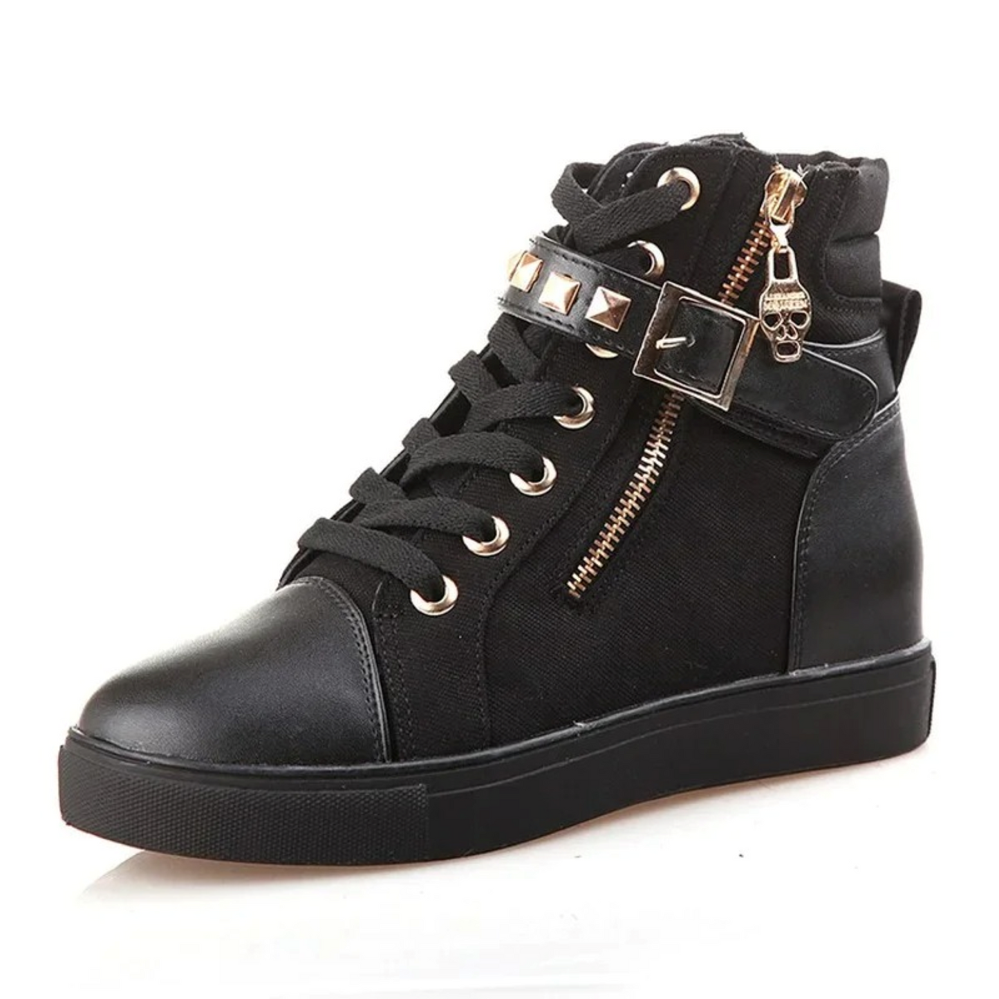 White high leather sneakers with zipper for women - AVA 4