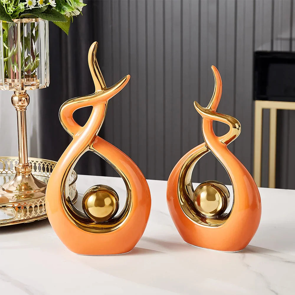 LuxeForm – Abstract Ceramic Sculpture with Gold Accents