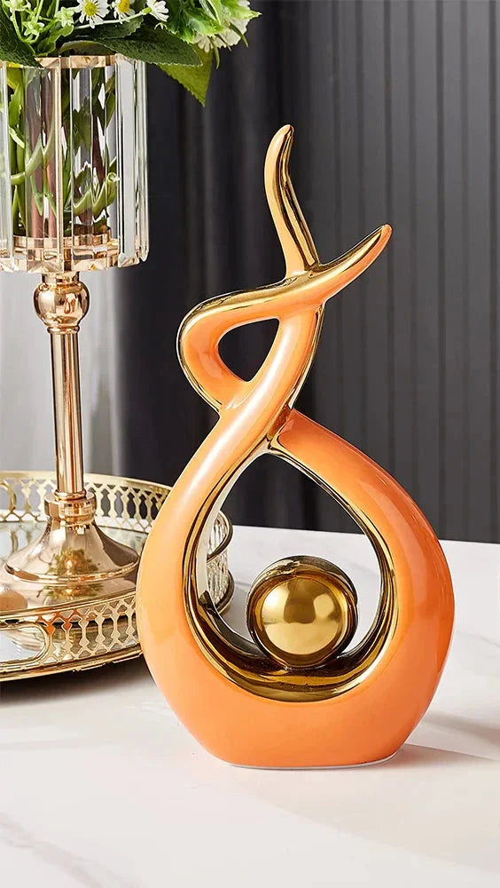 LuxeForm – Abstract Ceramic Sculpture with Gold Accents