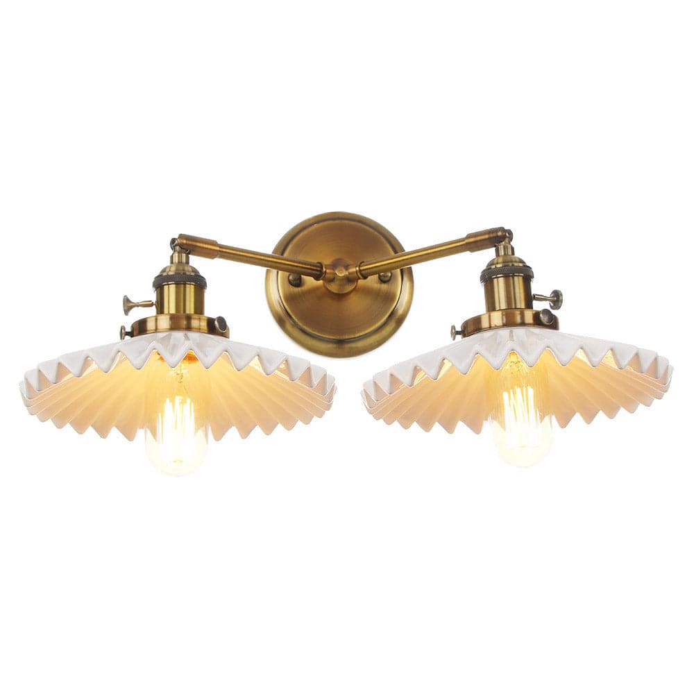 Lumière - Antique Gold Double-Head Ceramic Wall Lamp