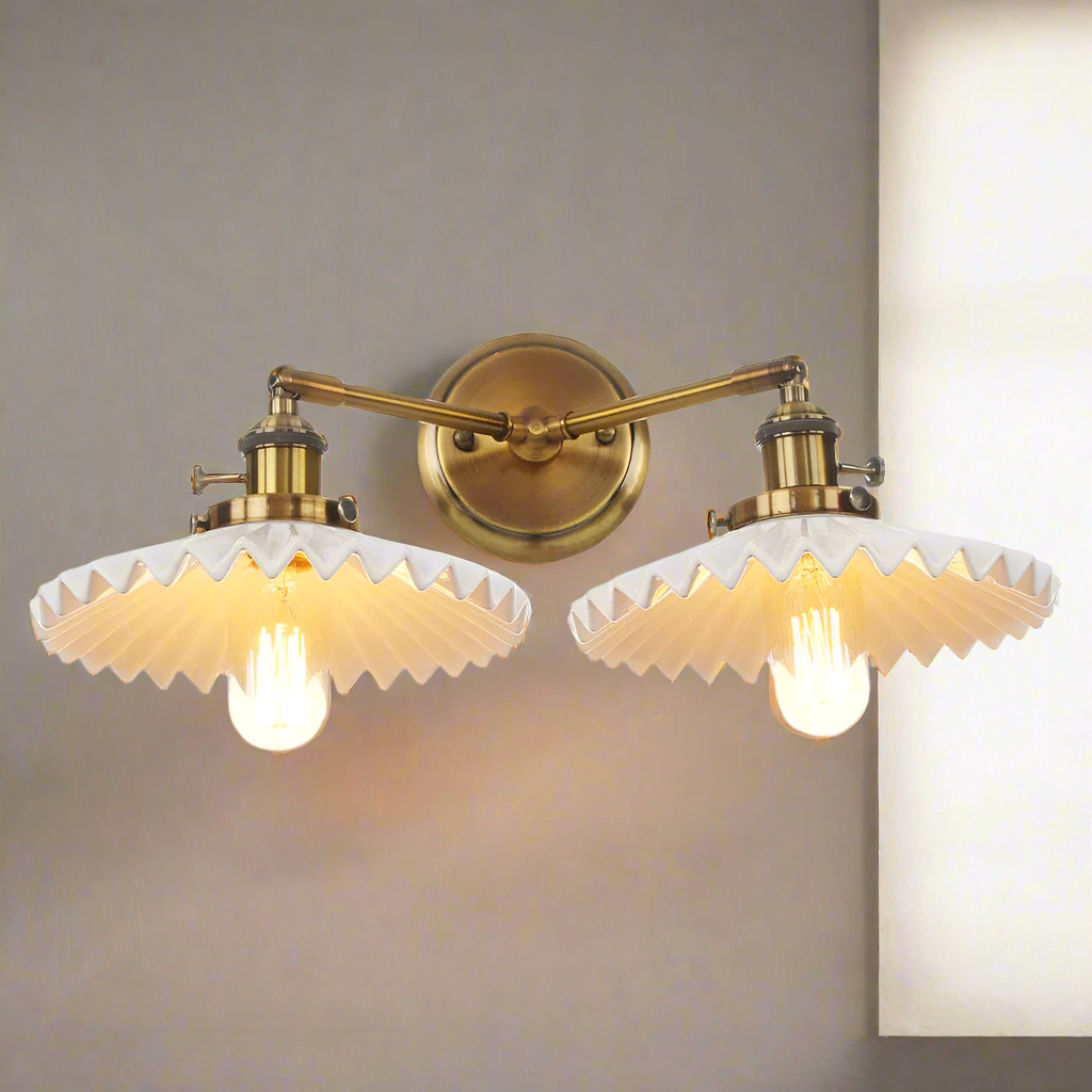 Lumière - Antique Gold Double-Head Ceramic Wall Lamp