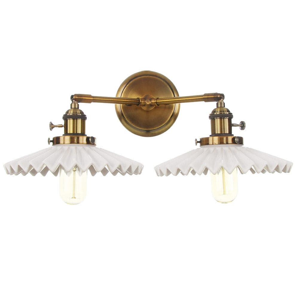 Lumière - Antique Gold Double-Head Ceramic Wall Lamp