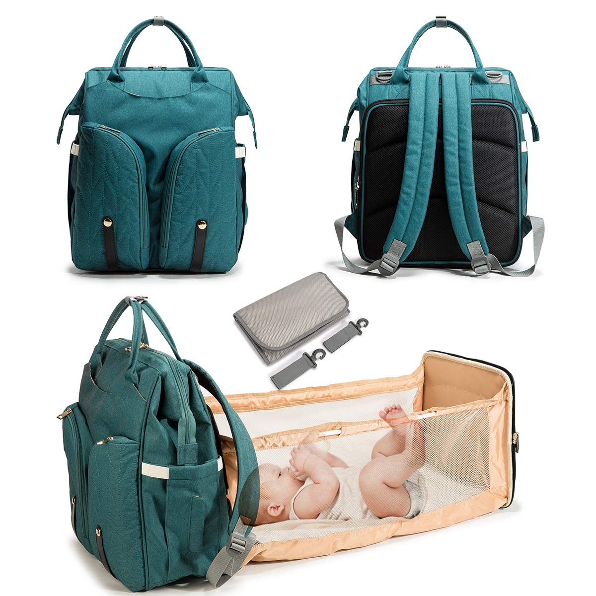 IvoryCradle - Baby Travel Diaper Bag with Expandable Crib