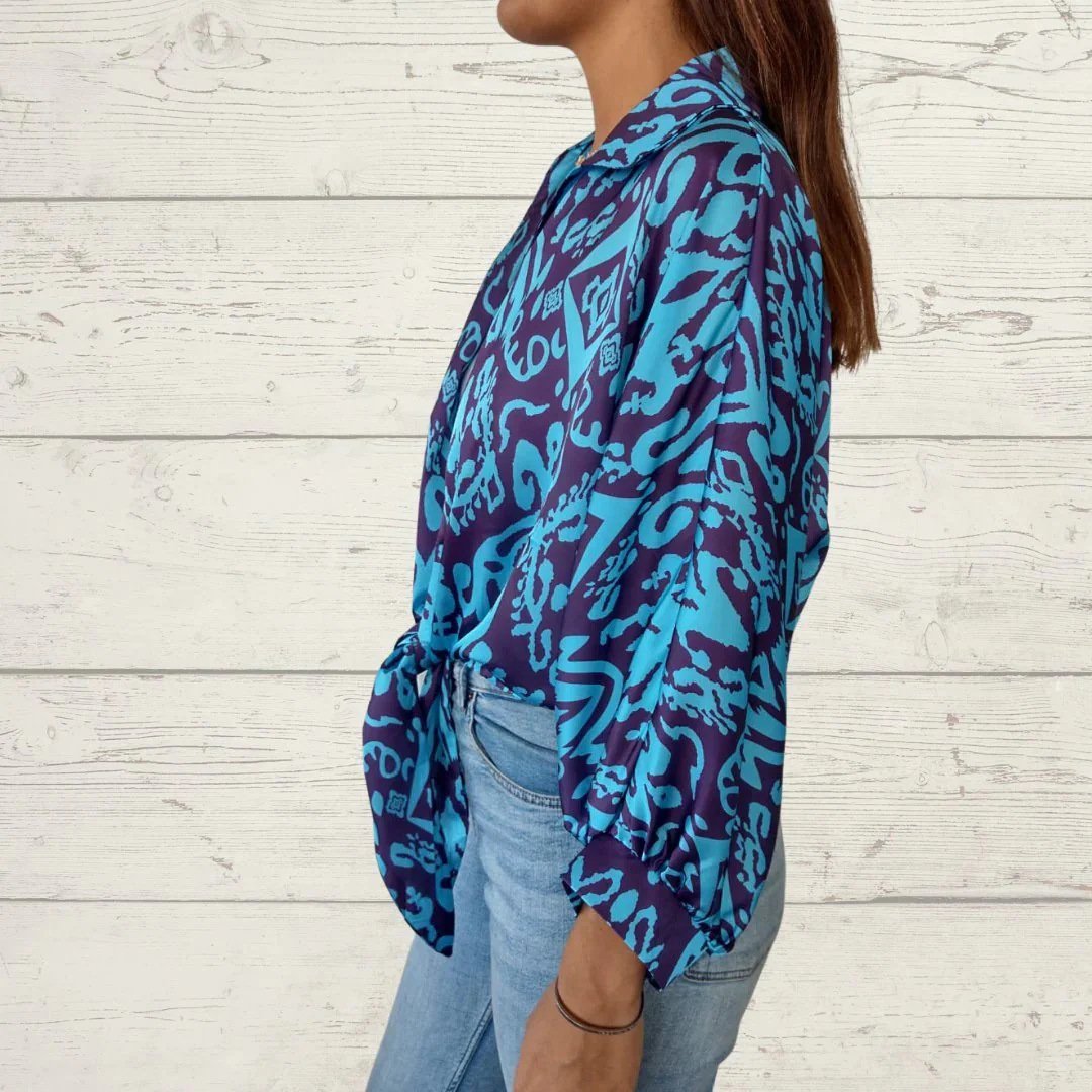Luna – Women's Knotted Lapel Cardigan Shirt