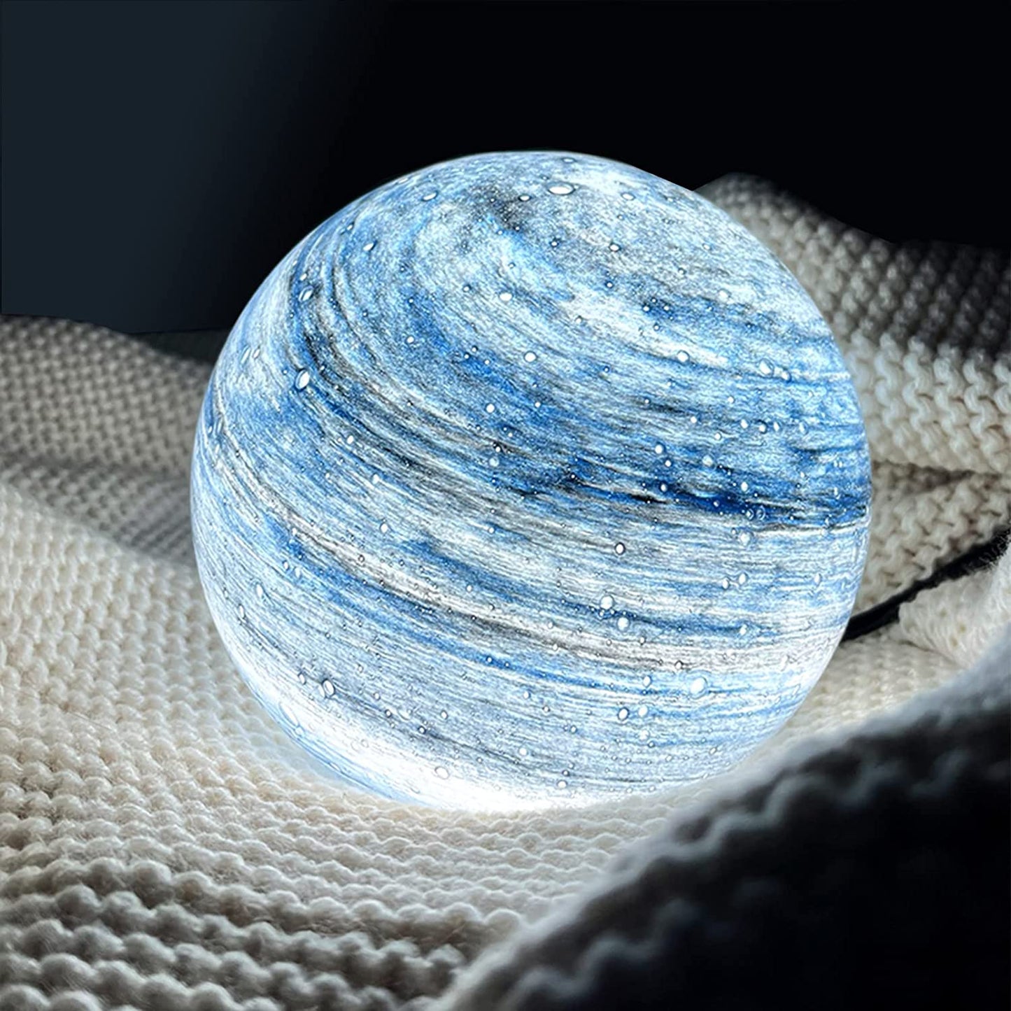 LunaGlow – Elegant Glass Moon Lamp with Cosmic Detailing
