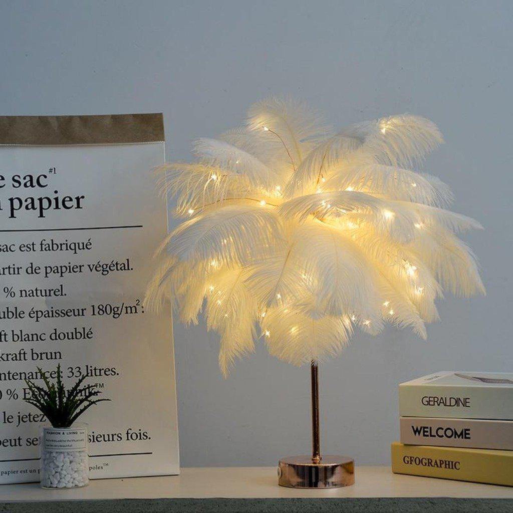 Fairy Table Lamp - Elegant Plume Design, Remote Control, Battery Operated Bedside Lamp for Living Room Decor-3