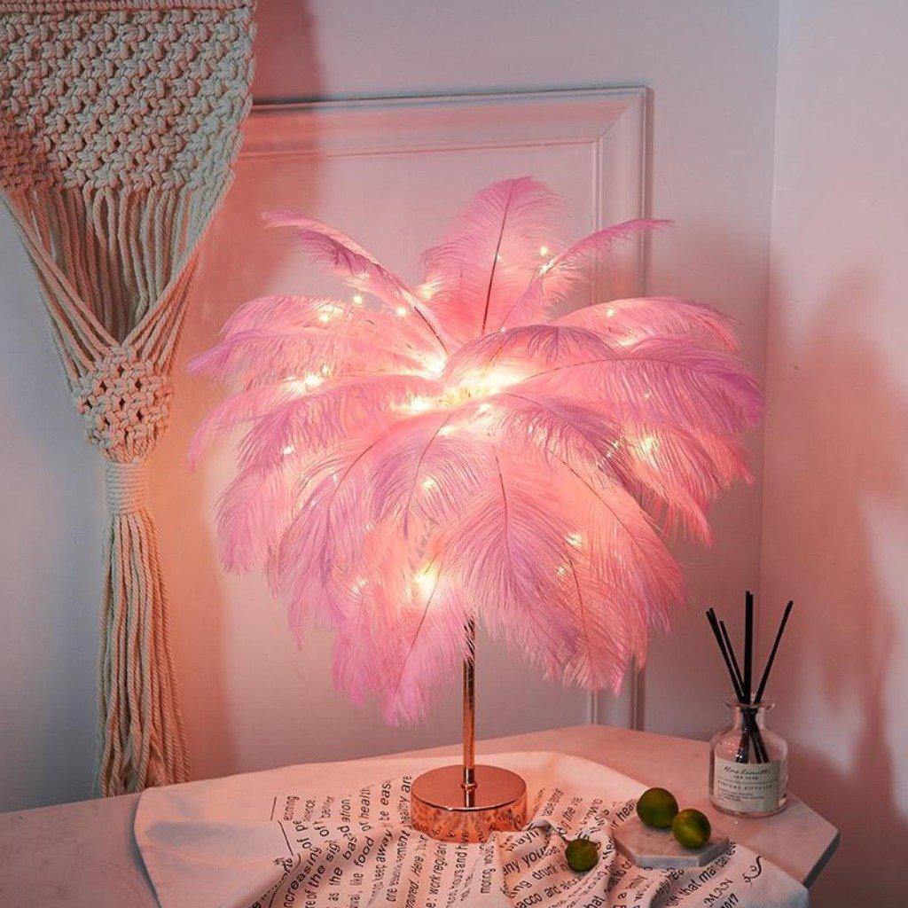 Fairy Table Lamp - Elegant Plume Design, Remote Control, Battery Operated Bedside Lamp for Living Room Decor-5