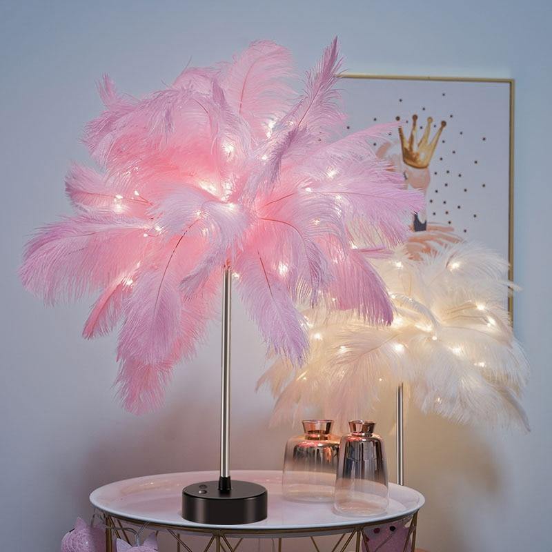 Fairy Table Lamp - Elegant Plume Design, Remote Control, Battery Operated Bedside Lamp for Living Room Decor-2