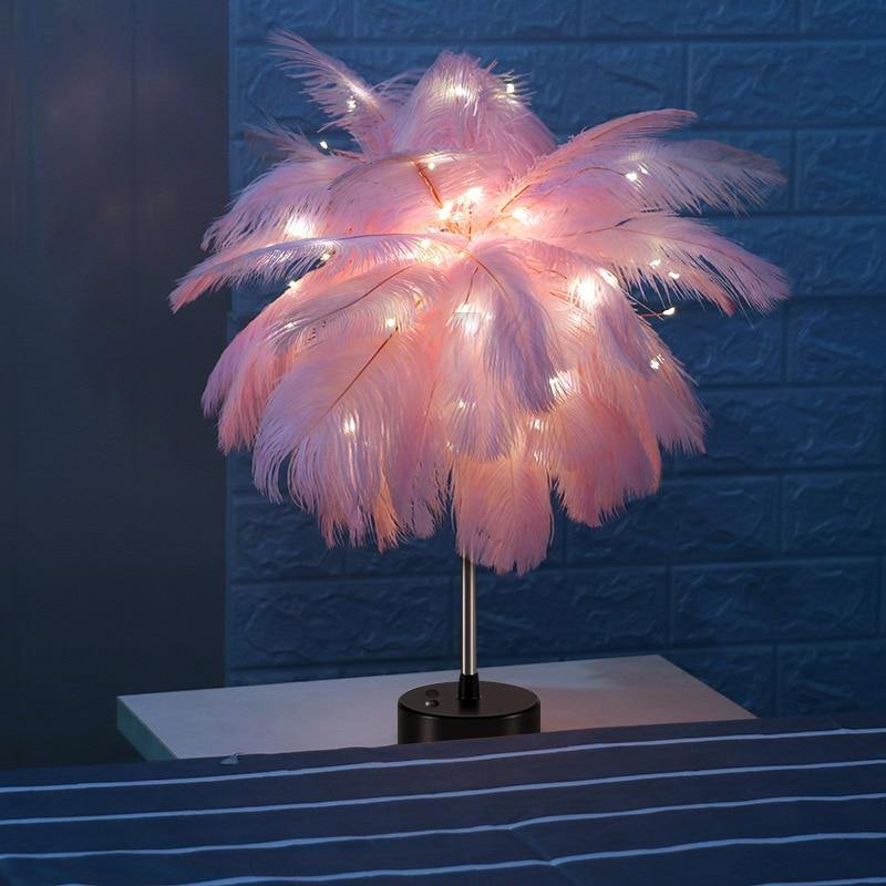 Fairy Table Lamp - Elegant Plume Design, Remote Control, Battery Operated Bedside Lamp for Living Room Decor-4