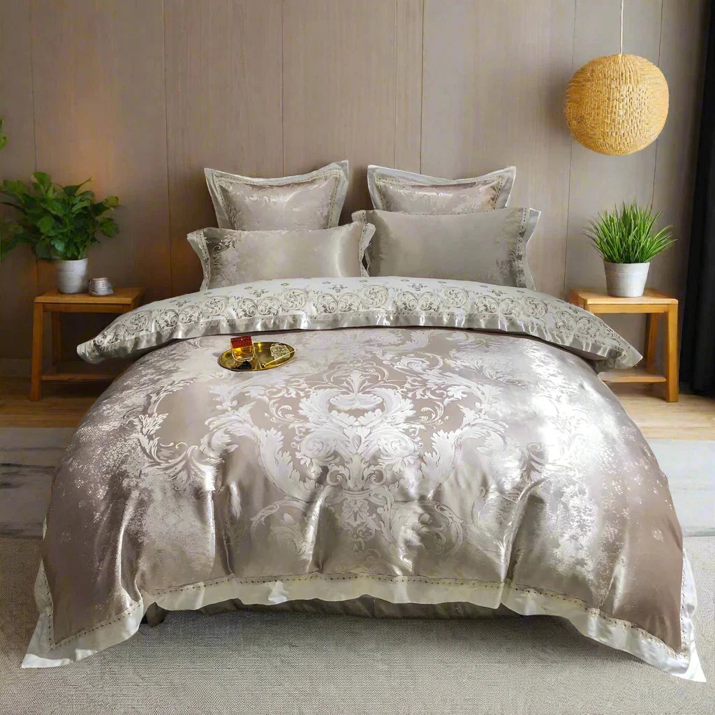 Luxury Jacquard Duvet Cover Set - 500 Thread Count Egyptian Cotton, King Size-5