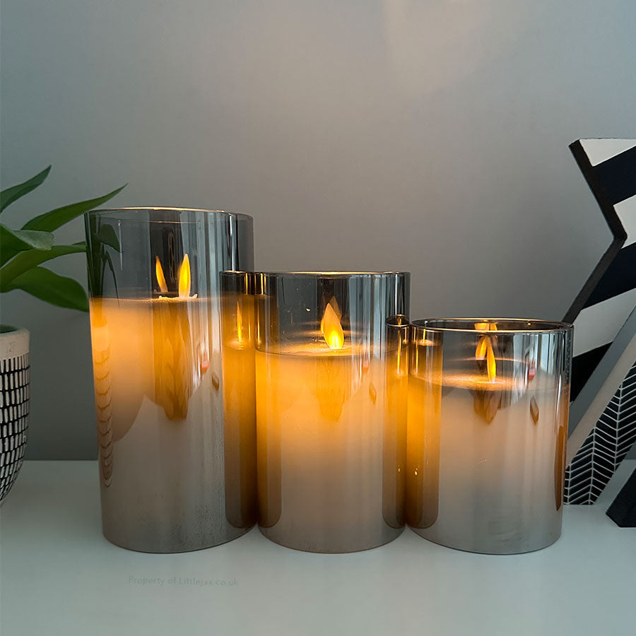 LumiGlow – Set of 3 Elegant Flameless Pillar Candle
