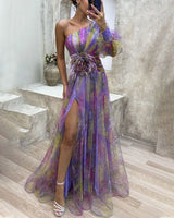 Women's Floral One-Shoulder Maxi Dress