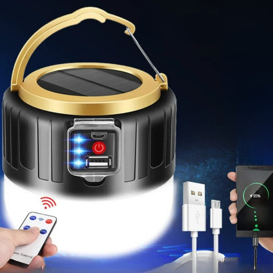 Solar LED Camping Light - 1000W USB Rechargeable Portable Lantern with Multiple Lighting Modes