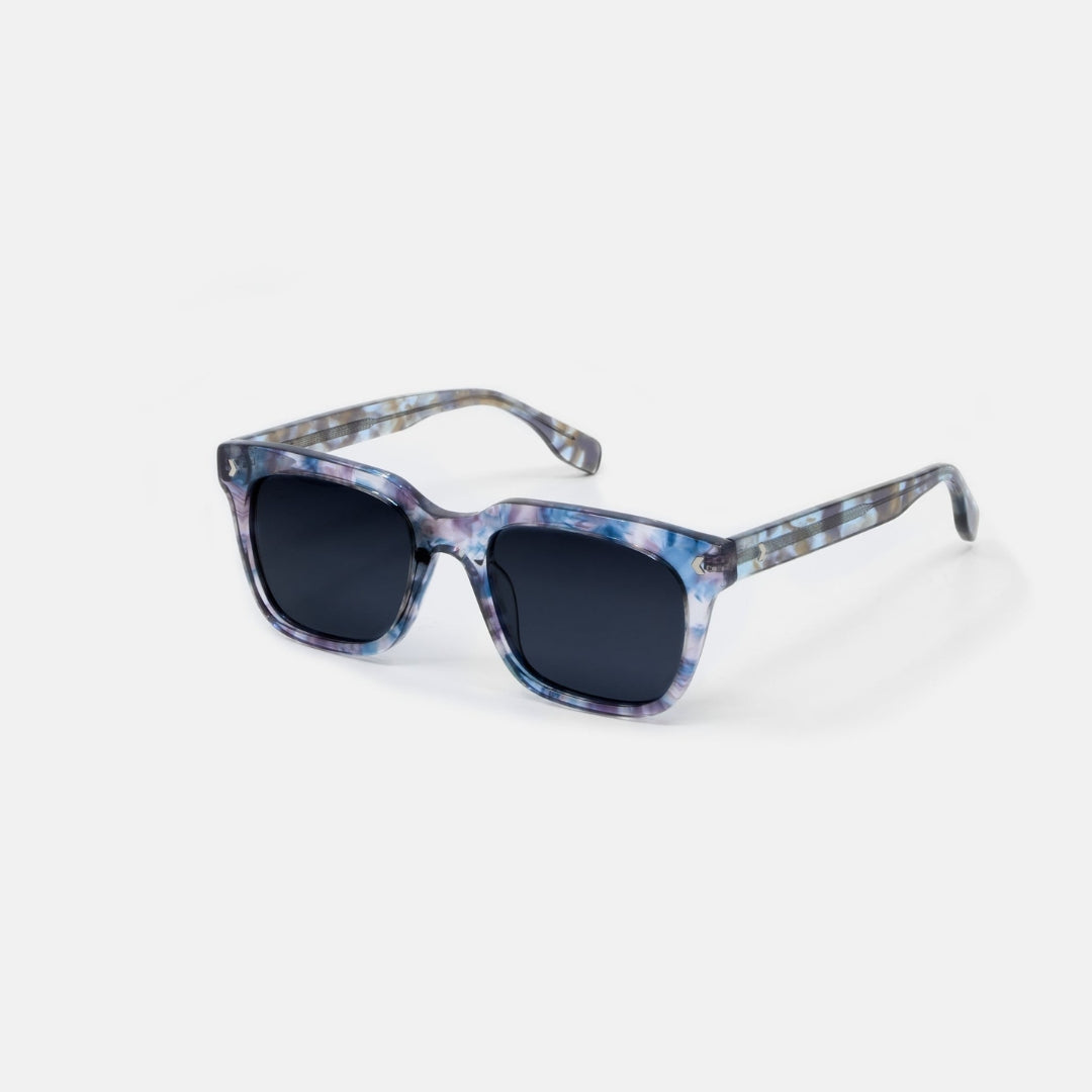 Classic Squared Frame Sunglasses in Azure with Protective Case & Cleaning Cloth