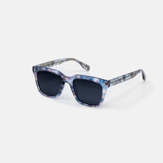 Classic Squared Frame Sunglasses in Azure with Protective Case & Cleaning Cloth
