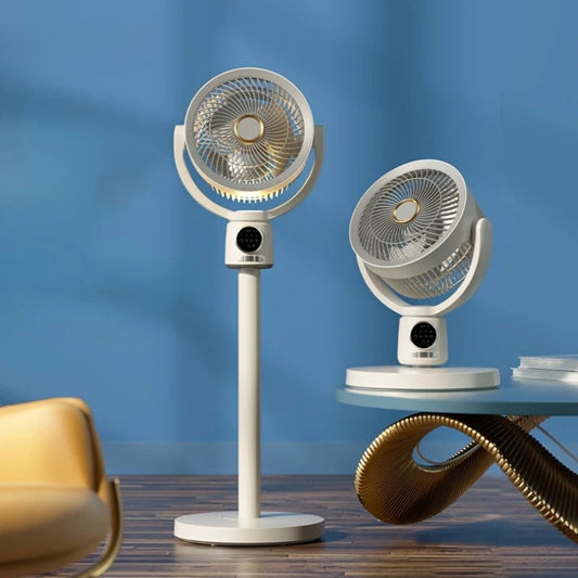 BreezeGlow – Adjustable LED Stand Fan with Remote Control & USB Charging