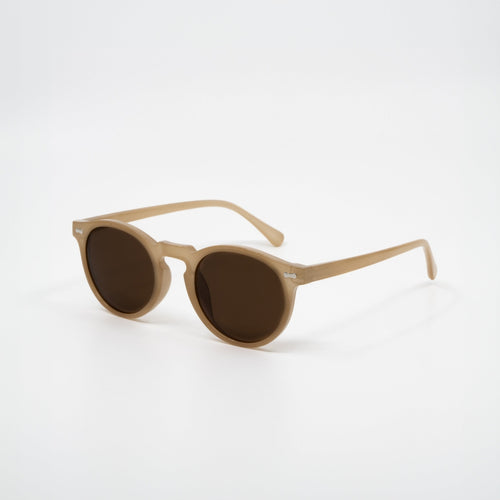 Petar Classic Ecru Round Sunglasses with Polarized Lenses