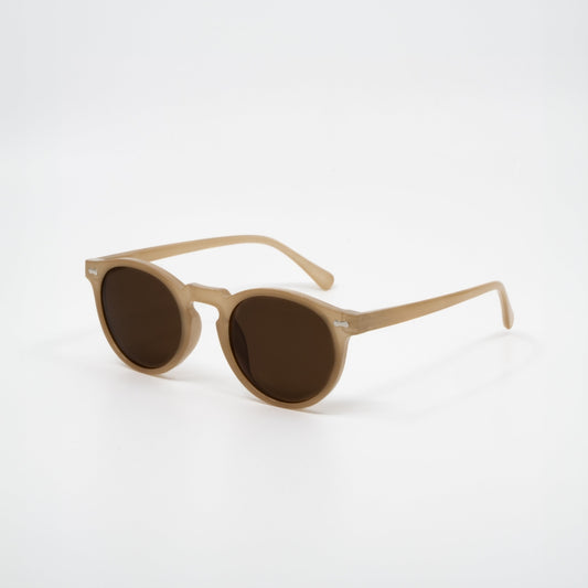 Petar Classic Ecru Round Sunglasses with Polarized Lenses