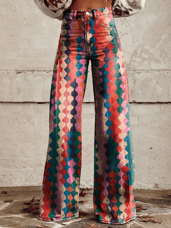 Nova – Geometric Print Women's Wide‑Leg Pants