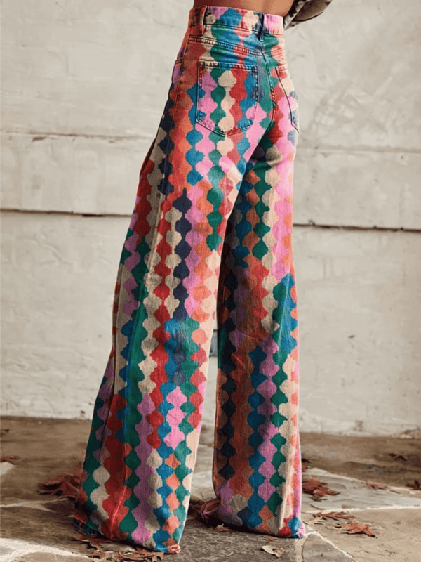 Nova – Geometric Print Women's Wide‑Leg Pants