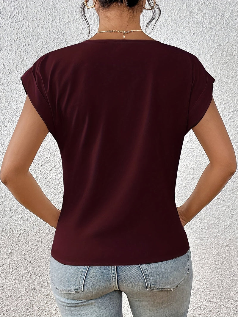 Livia – Draped Women's V-Neck Blouse