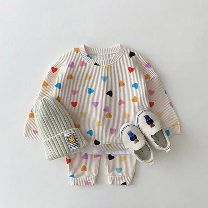 HeartHug - Colorful Hearts Waffle Baby Sweatshirt