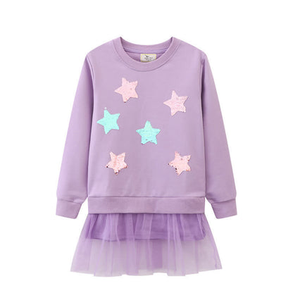 TwinkleTots - Purple Star Tulle Baby Dress