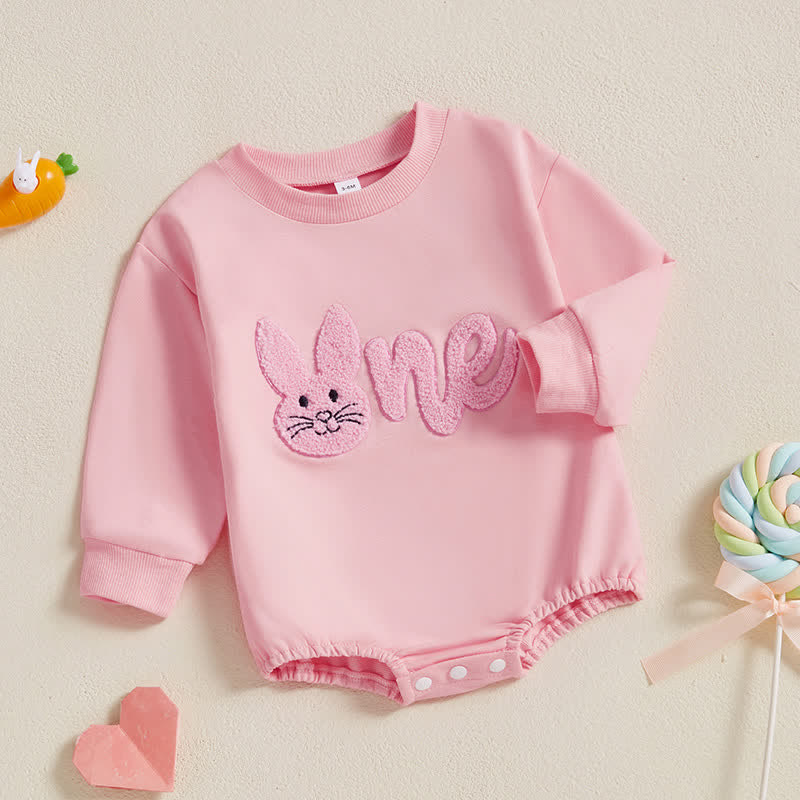 BunnyBloom - Adorable Pink Rabbit Baby Bodysuit