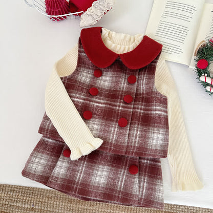 Adorable 2 Piece Red Plaid Baby Girl Set