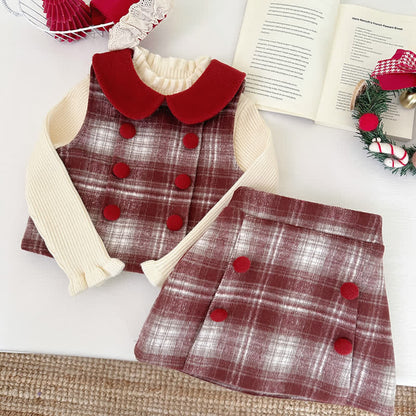 Adorable 2 Piece Red Plaid Baby Girl Set