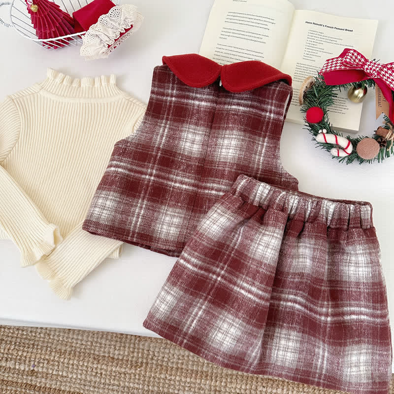 Adorable 2 Piece Red Plaid Baby Girl Set