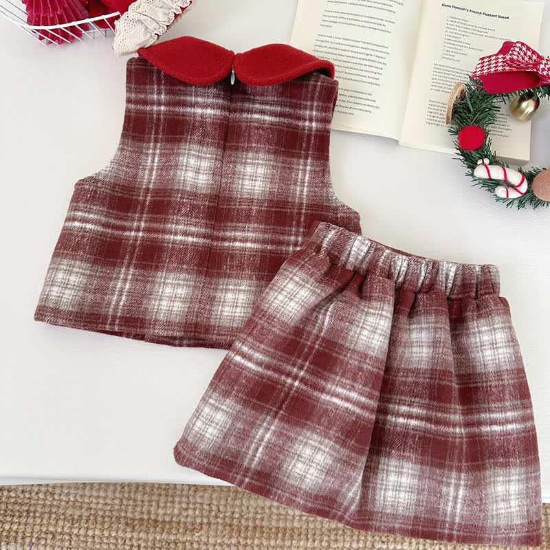 Adorable 2 Piece Red Plaid Baby Girl Set